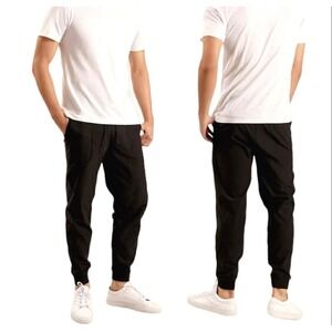 ITALIC Mens Latitude Black Jogger Pants Elastic Waist Drawstring Size M